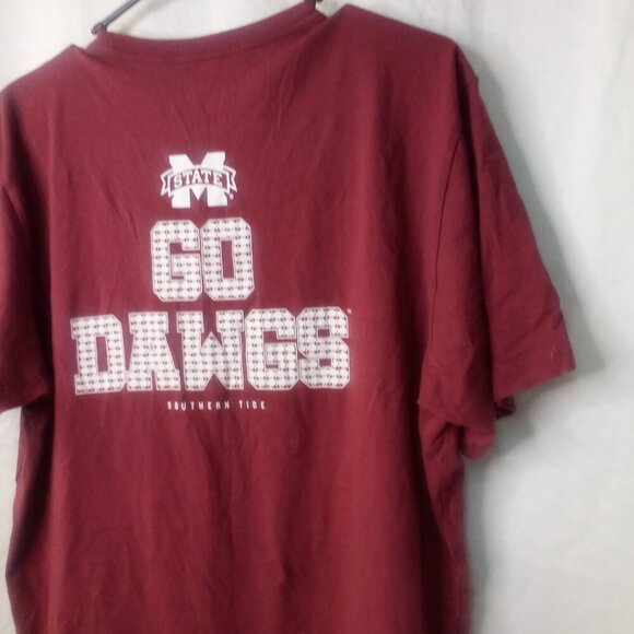 Southern Tide Mississippi State Shirt XL Go Dawgs Short Sleeve Pocket Red - Picture 13 of 14